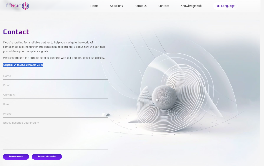 Rustige contact visual voor TENSIG